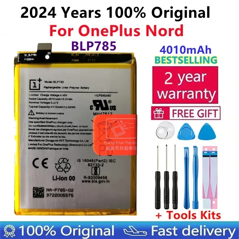 

100% Original New High Quality BLP785 4115mAh Phone Replacement Battery For One Plus Oneplus Nord Batteries Bateria +Tools