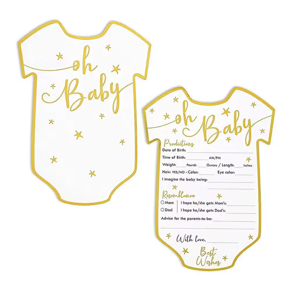 25pcs Double Sided Printing Gold Foil Baby Shower Predictions and Advice Crads Gender Reveal Games Card for Guests