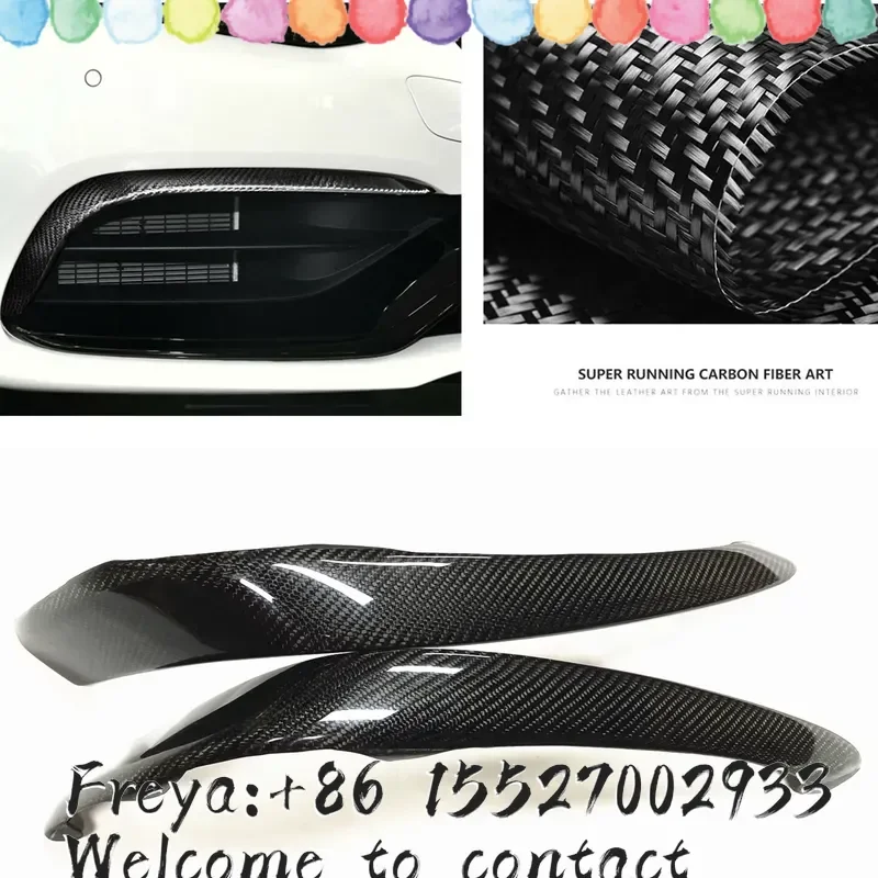 For W205 S205 C63 C63S Coupe 2/4 Door Carbon Fiber Fog Light Intake Frame Spoiler Front Bumper Air Vent view 4