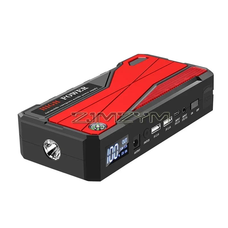 1000A Peak Automotive Jump Starter, Portable Power Station Jump Starter with 2 USB Ports & Flashlight for 6.0L GAS 3.0L DIESEL