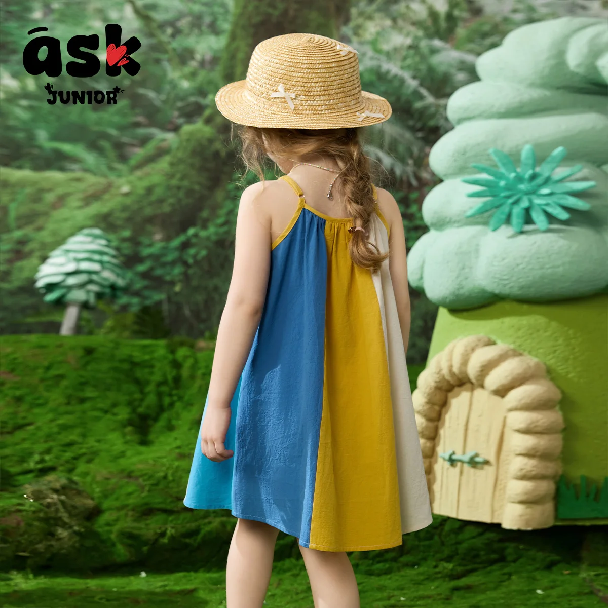 اسأل فستان الحمالات اللطيف الصيفي متعدد الألوان للفتيات الصغيرات