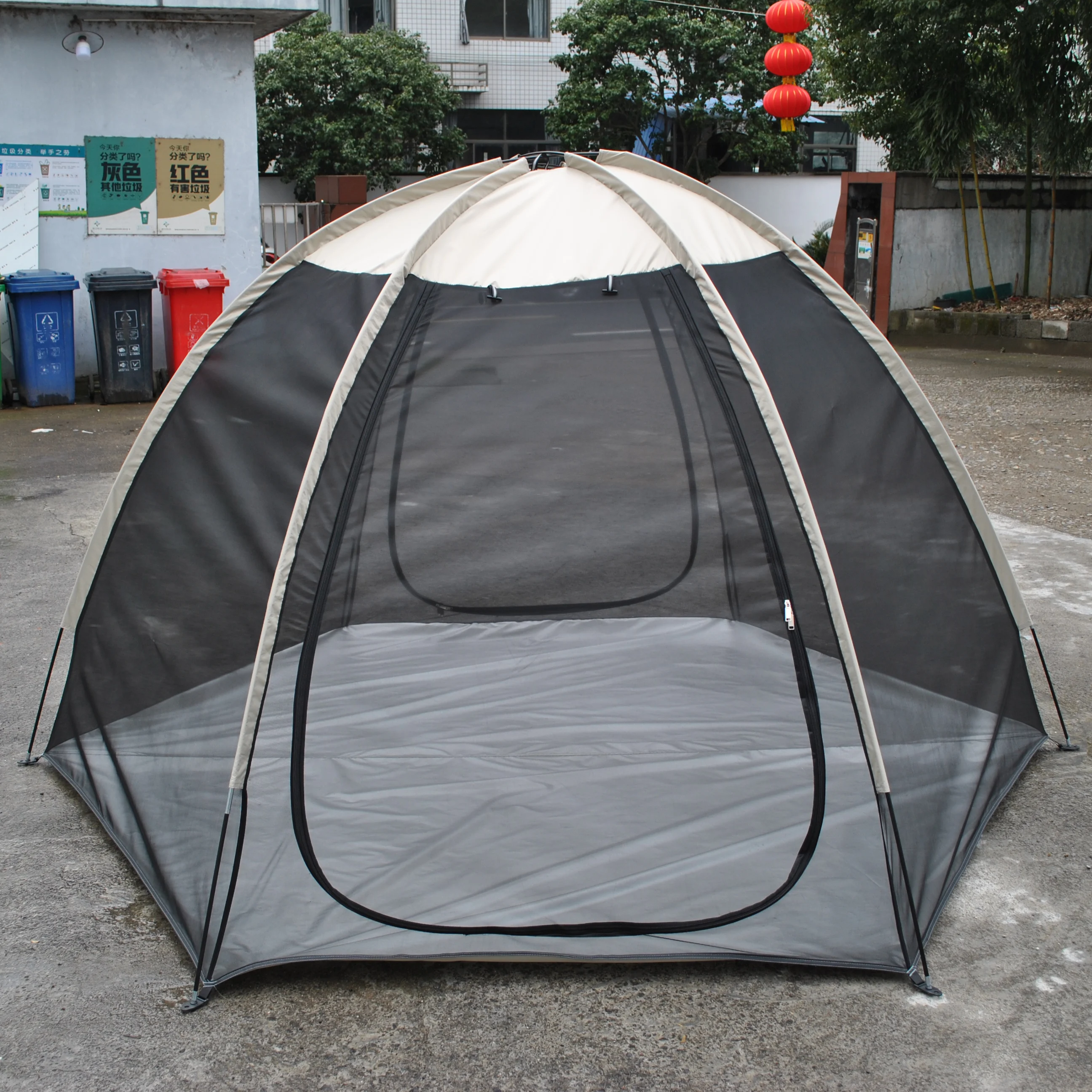 Outdoor Camping Canopy Tent, 6 Person Screen, House Room Gazebo, Sun Shade Shelter, Mesh Walls,Breeze Mesh Tent,Hexagon Tent