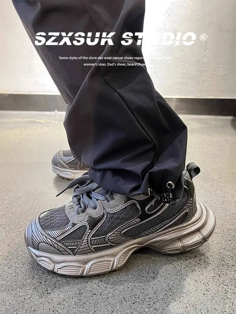 

Man Casual Sneaker 2025 Autumn New Men's Retro Chunky Sneakers Mesh Breathable Platform Versatile Streetwear Trendy Sports Shoes