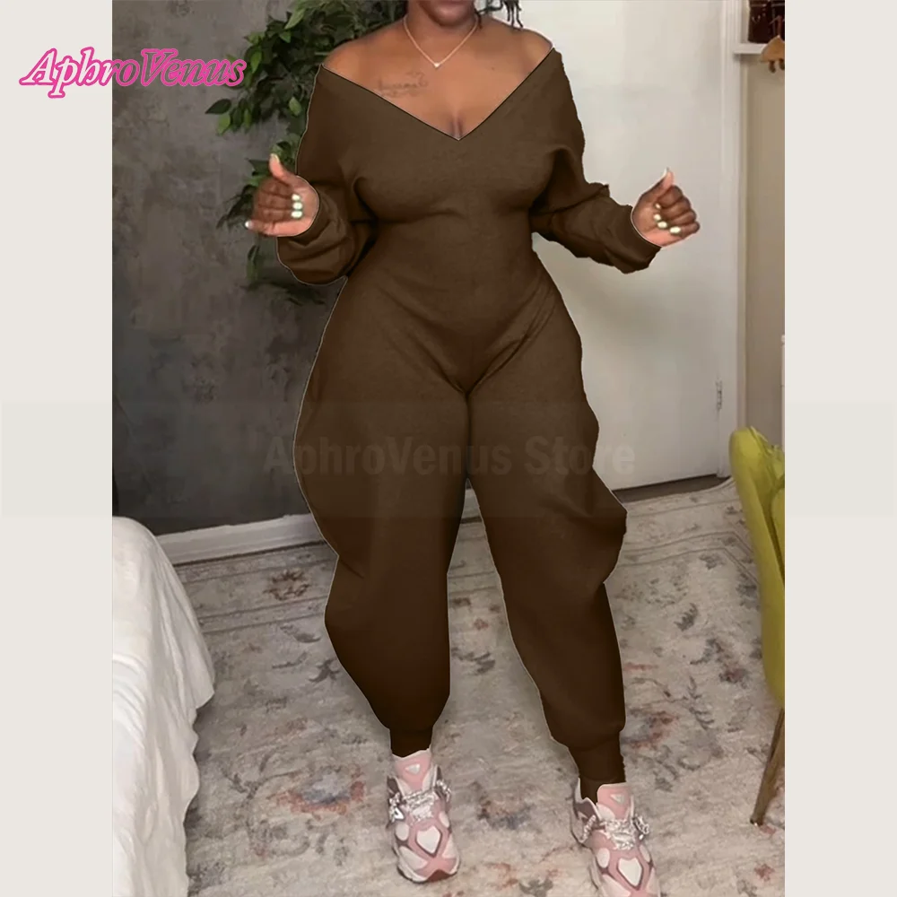 Frauen Einteilige Overalls Strampler Europäische Amerikanische Mode Knickerbocker Schlank V-ausschnitt Sexy Lange Ärmeln Herbst Winter Outfits