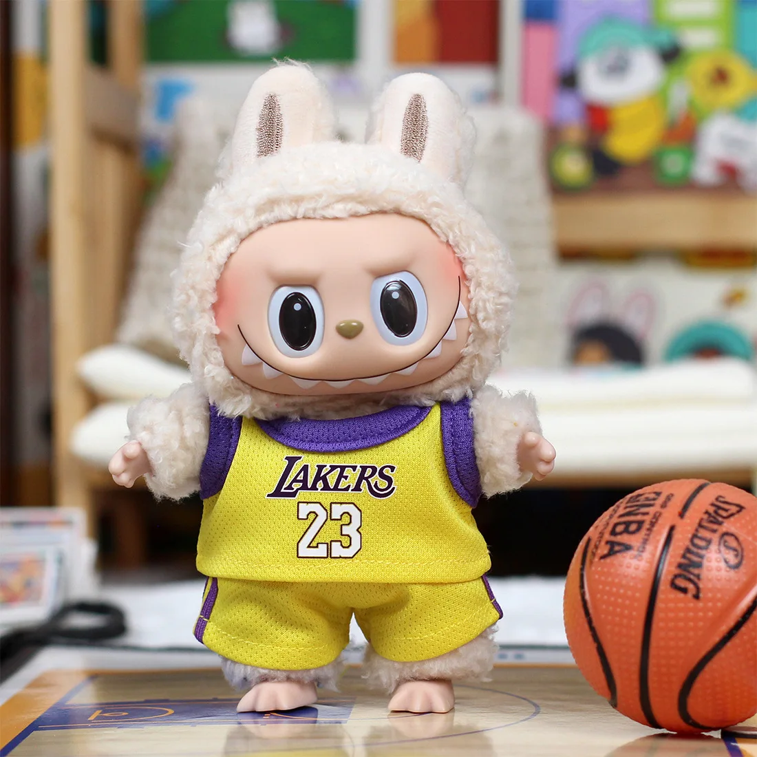 Hot Sale Only Selling Clothes 17cm First Second Generation Labubu Basketball Clothes Cute Doll Decoration Handmade Doll Clothes