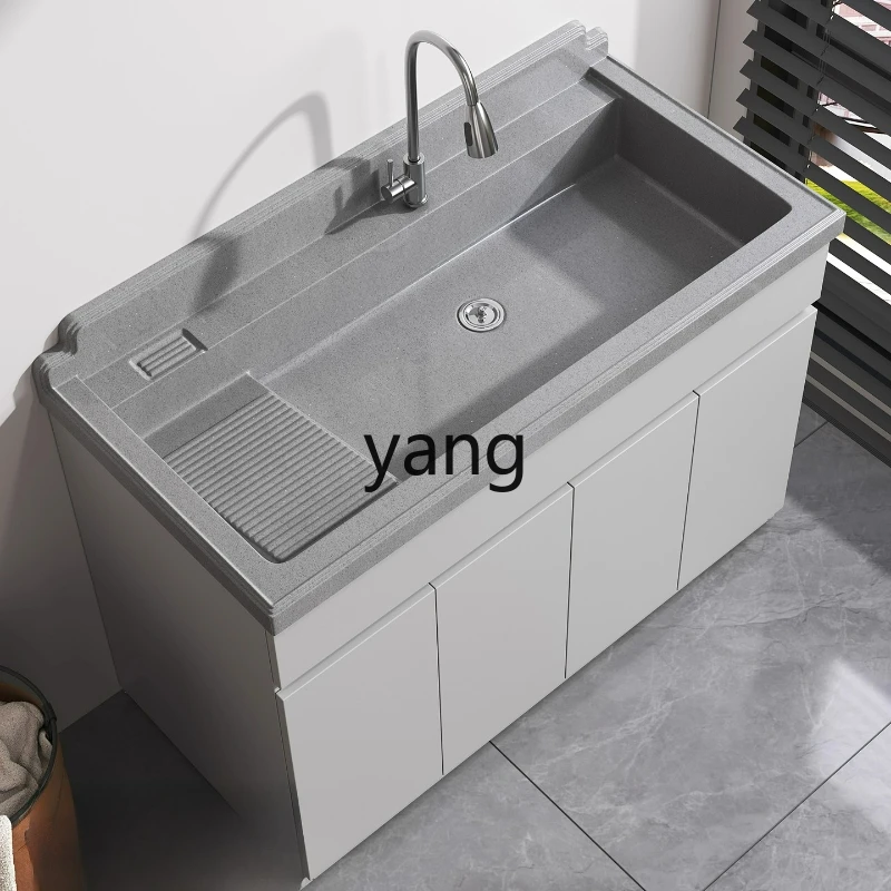 

LTT Balcony Laundry Desk Full Honeycomb Aluminum Full Board Laundry Pool Cabinet with Oblique Washboard