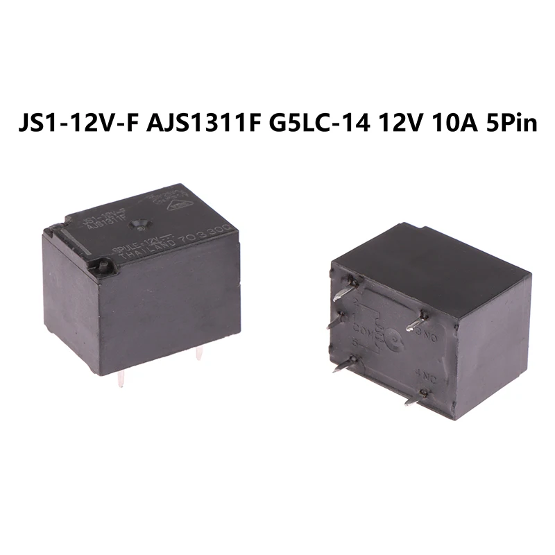 1Pcs Black New And High Quality Relay DC12V 10A 5PIN JS1-12V-F AJS1311F G5LC-14