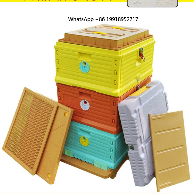 2023 Luxury 3 Layers Insulation Plastic Beehive, Super Solid Langstroth Beehive 10 Frames Plastic Beehives Top Bee Feeder