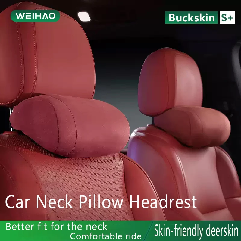 

WEIHAO Car Neck Pillow Car Seat Headrest Pillow Buckskin Protector Cushion For Universal Car Head Support for Gaming Chair