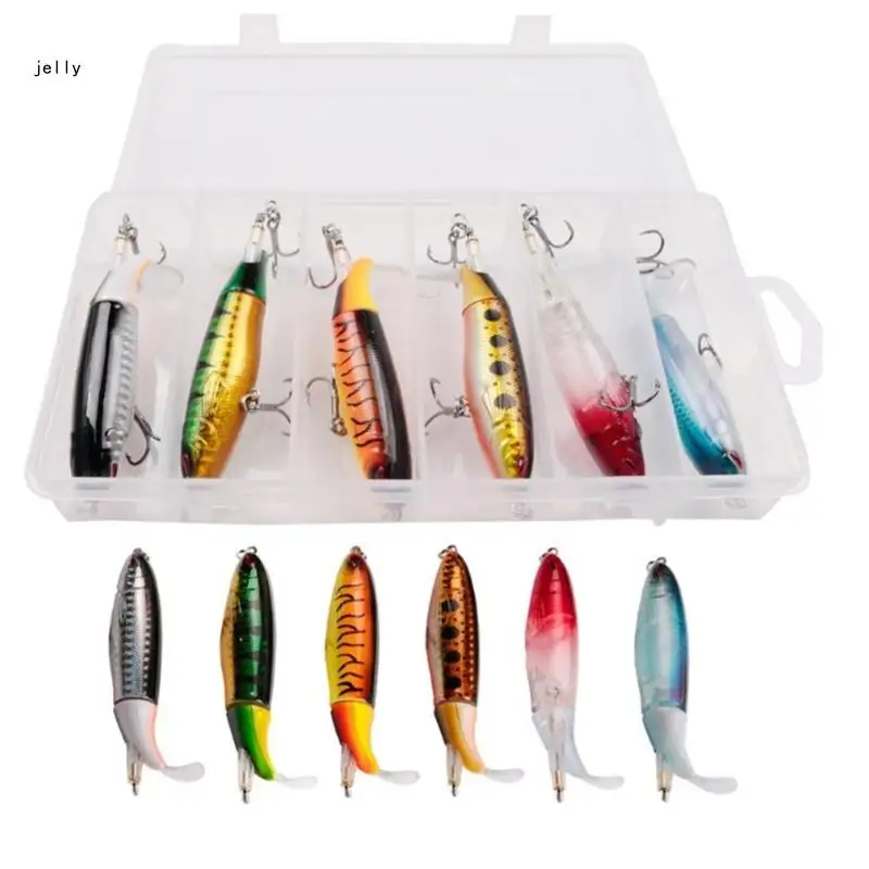 

6Pcs Floating Propeller Lure Rotating Tail Propeller Baits Fishing Accessories 448C