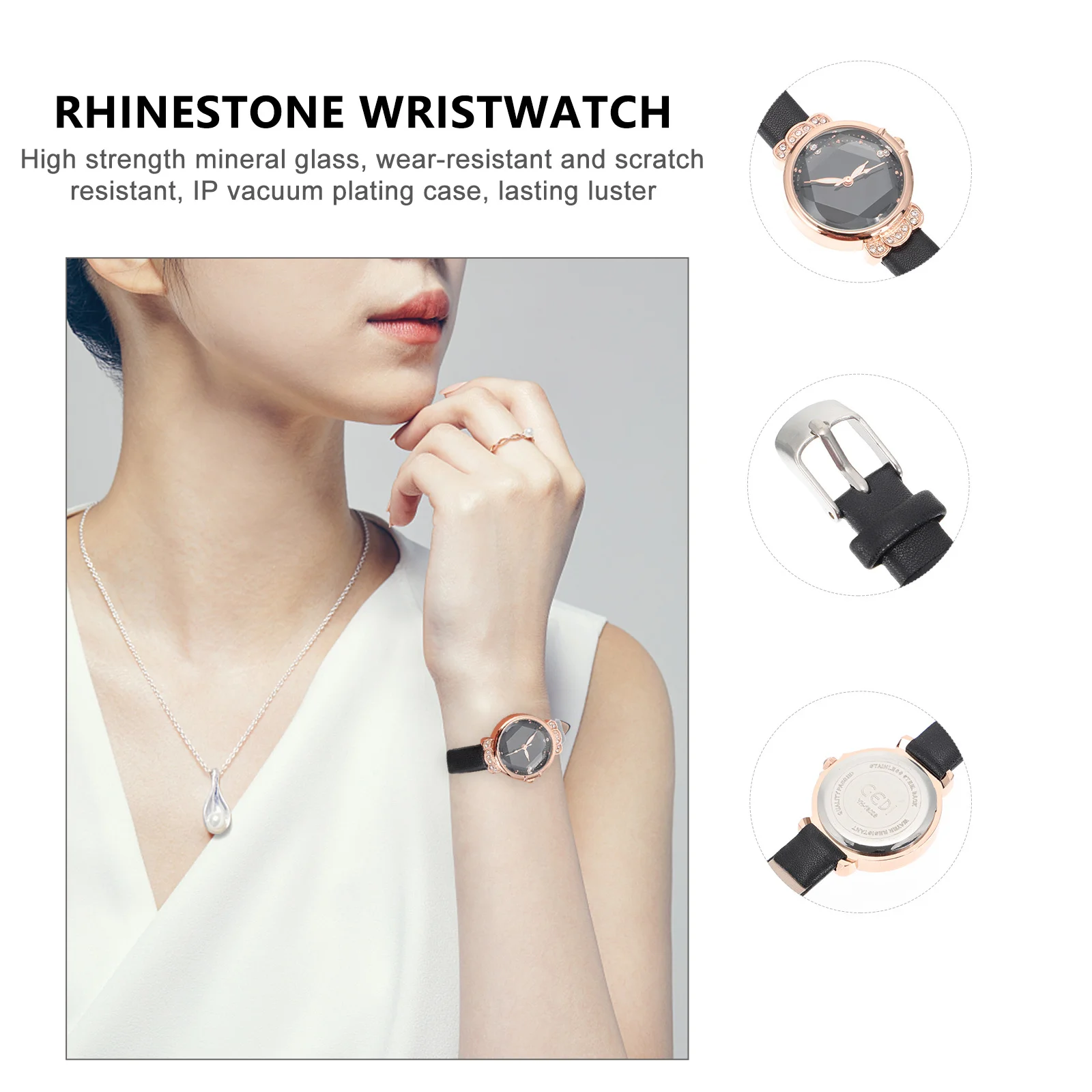 Rhinestone-Bordered Women Watch Fashionable Lightweight Durable Quartz Movement Precise Timekeeping Gift Female Friends Students