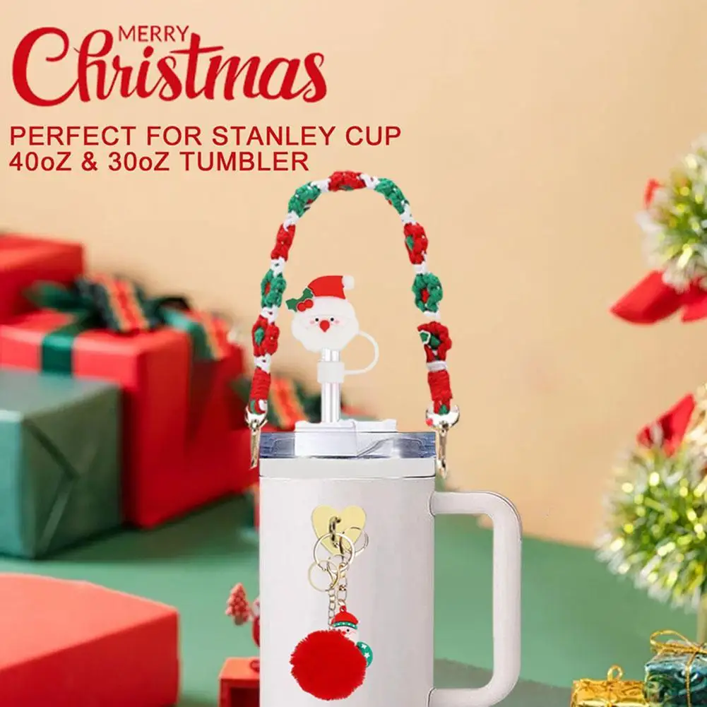 7 Piece Set For Stanley Cup Decorative Straw Cap Cup Set Cup Chain Ins Colorful Flower Key Pendant Plush Ball Pendant