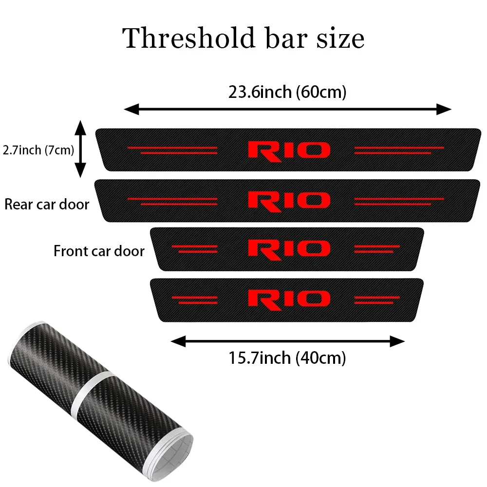 4PCS Car Door Threshold Decals Carbon Fiber Stickers for KIA RIO 2 3 K2 K3 K5 K4 Seltos KX3 Ceed Protective Film Accessories