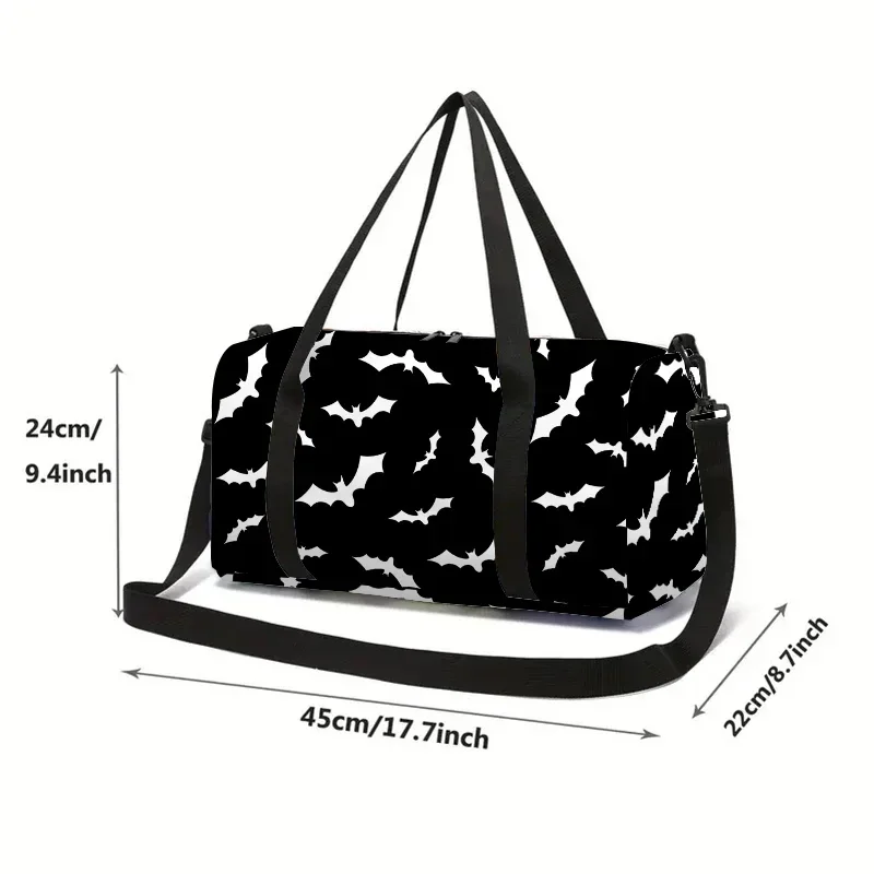 White Bat Black Large Capacity Luggage Bag for Boy and Girls Best Gifts 2D Flat Cartoon Travel Duffels Hand Bag for Children