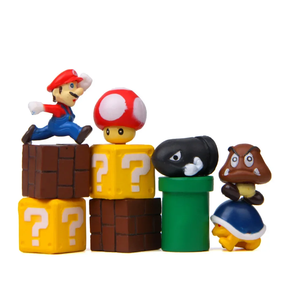 10pcs Anime Games Super Mary KeyChain Cartoon Mario Mushroom Tortoise Action Figure Kawaii Princess Peach Model DIY Accessories