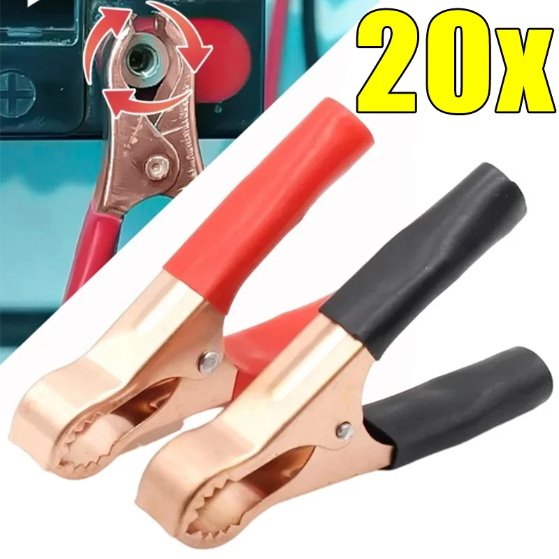 

2-20pcs Car Battery Alligator Clip Insulated Jumper Cable 30A Car Charger Lead Clamp Tool Copper Spring Connector Clamps