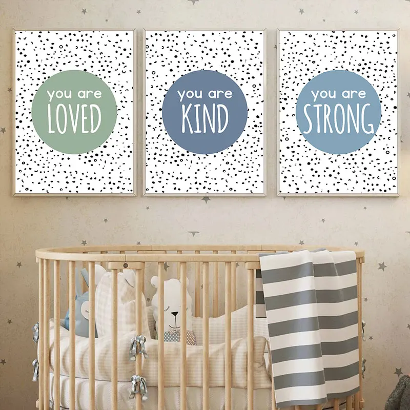 Simple Cute Nursery Quotes Canvas Art Poster Prints Modern Colour Block Wall Decor Picture for Home Bedroom