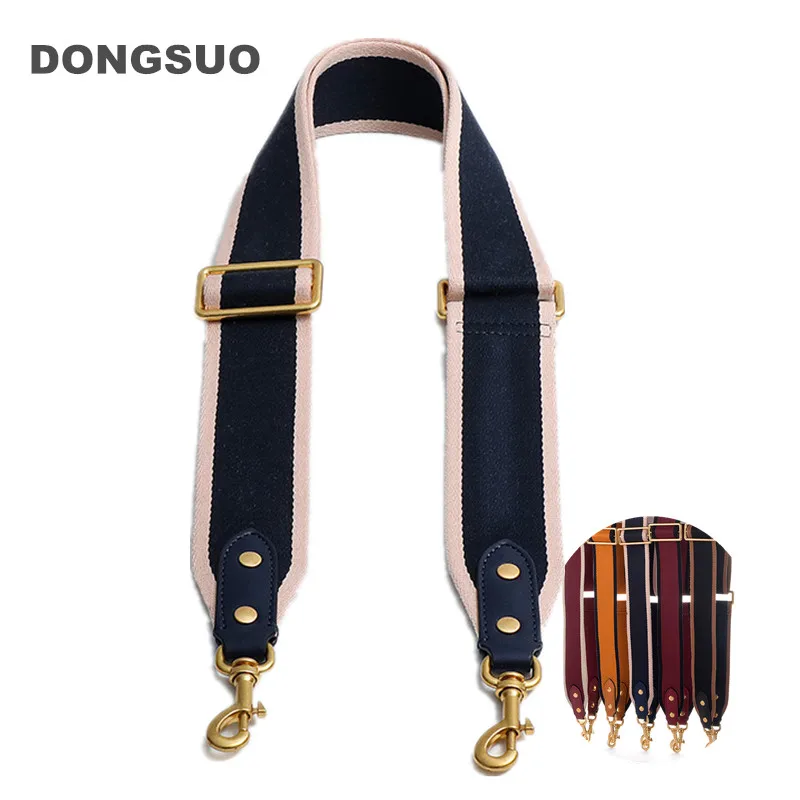 Crossbody bag striped strap canvas nylon strap designer Adjustable shoulder bag replacement with genuine leather parts accessory