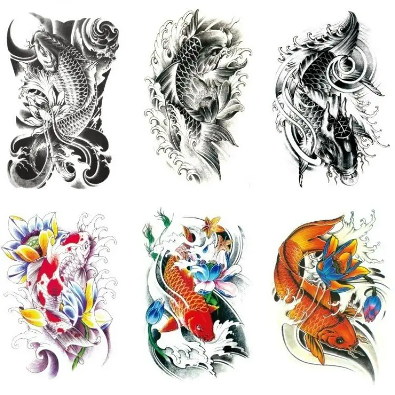 

Lucky koi carp Temporary Tattoos for Men Women Tattoo Stickers Waterproof Long-Lasting Realistic fake tattoo body art