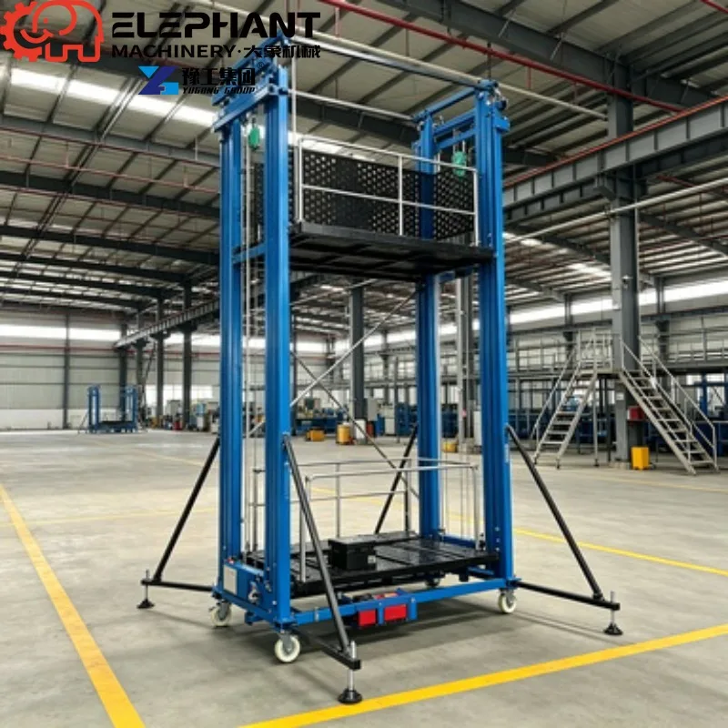 Electric Lifting Scaffold, 5m Wire Rope Lifting Mobile Platform For Outdoor Wall Spraying Construction