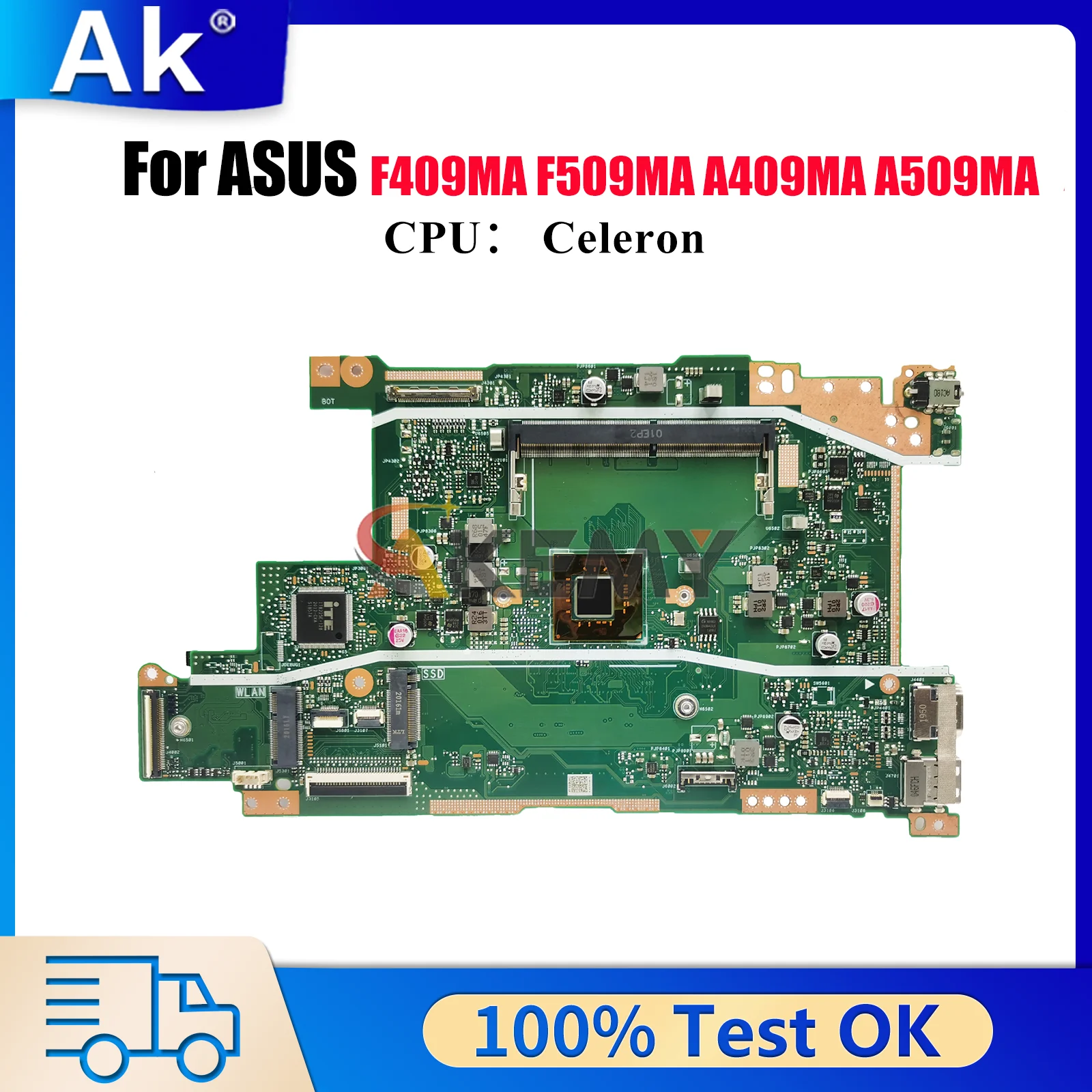 

Материнская плата для ноутбука X409MA для ASUS VivoBook A409MA X409M A509MA F509MA F409MA X409MA, материнская плата с процессором Celeron, тест ОК, быстрая доставка