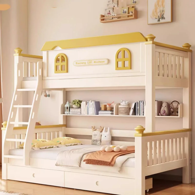 Children Bunk Double Bed Siblings Apartment Child Wood Double Bed Simple Kids Camas Moderrnas Inteligentes Bedroom Furniture