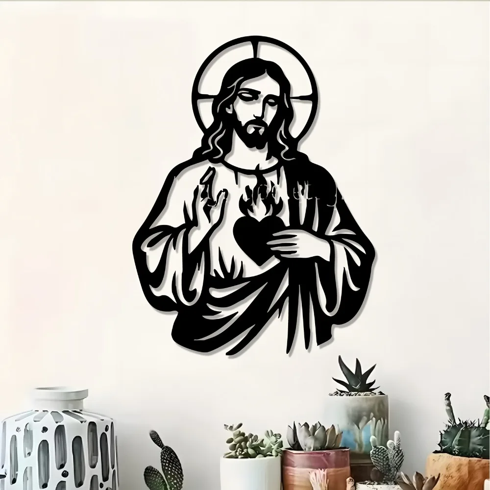 Obrázek 4: Rustproof posvátný srdce ježíš kov zeď umění, náboženské žehlička socha pro církev sad dekorace