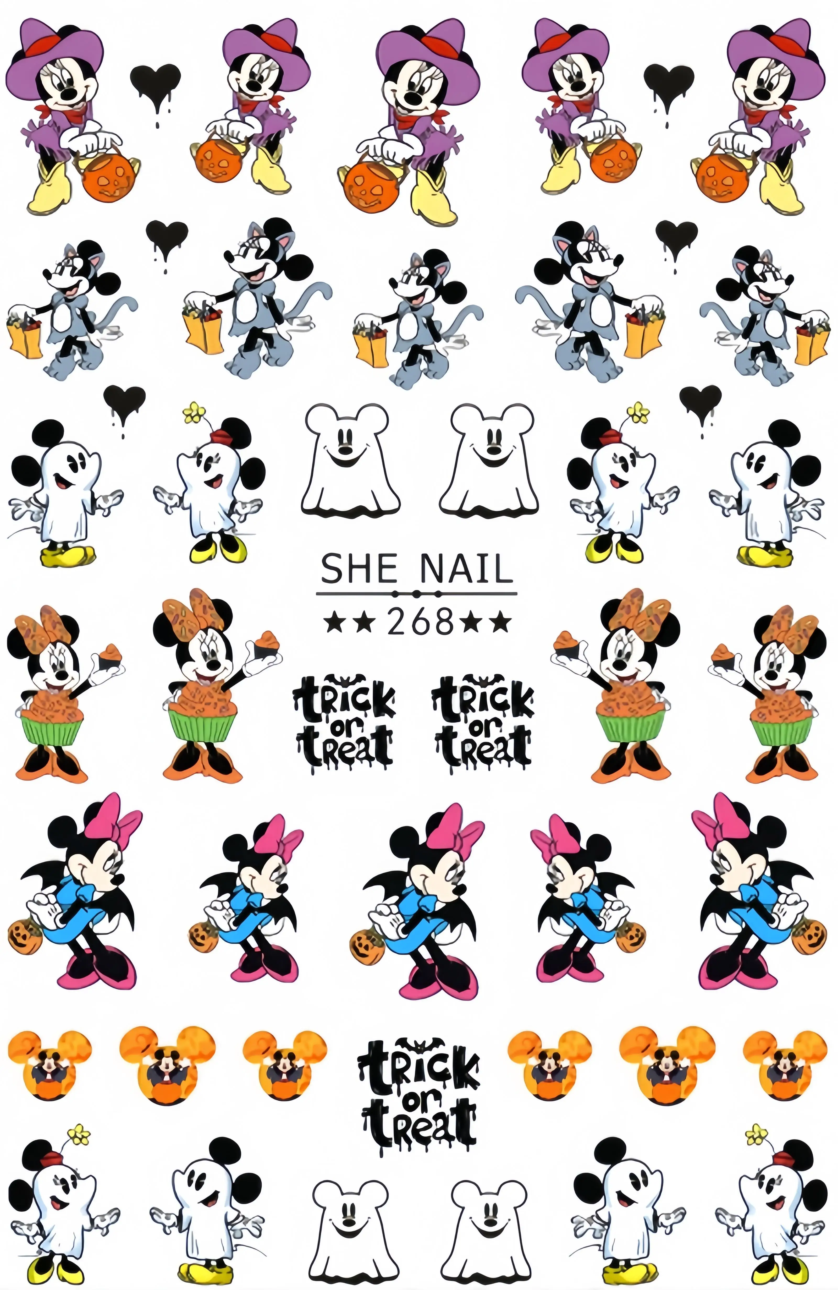 Disney halloween adesivos, brinquedo bonito, mickey e minnie, animação acessórios, 1 parte