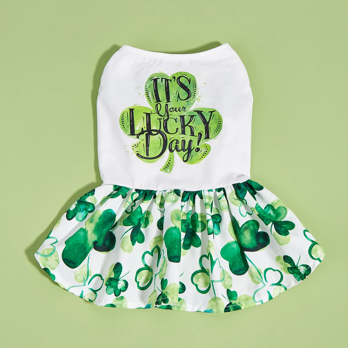 Cutest Clover in The Dog Dress, St Patricks Day Dog Clothes for Small Dogs Girl, Funny Pet Apparel Cat Holiday Outfit