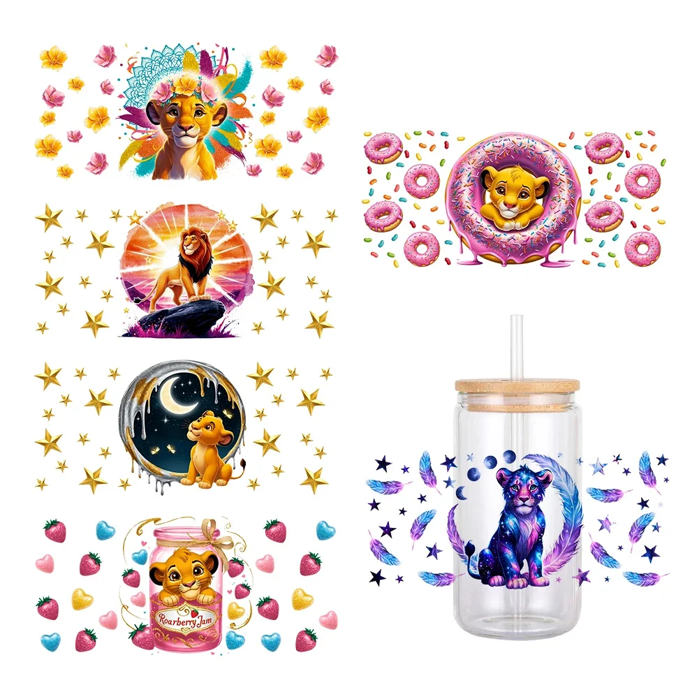 

New Lion King 11x24cm Disney For Libbey 16oz Can Glass 3D Waterproof UV DTF Coffee Can Wrap Libbey Glass Wrap