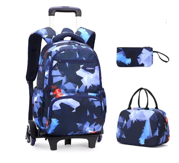 

kids school wheeled backpack set for boys Children School Trolley Bags lunch bag School Rolling Backpack bag set for teenagers