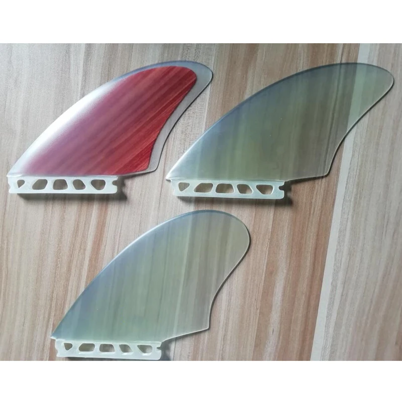 Factory Handmade Fiberglass Twin Fins Honeycomb Dual Tab / Single Tab Fins Wood Twin Keel Fins