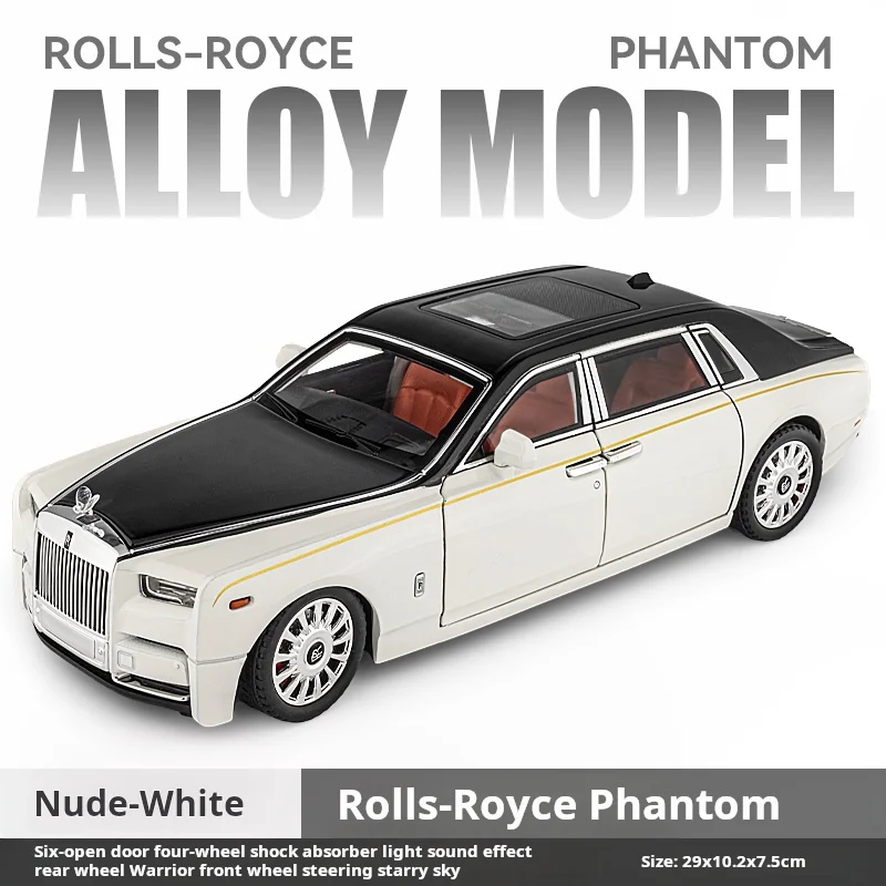 Modèle de collection Rolls-Royce Phantom à l'échelle 1:18, en alliage métallique, avec son et lumière, véritable cadeau pour garçons