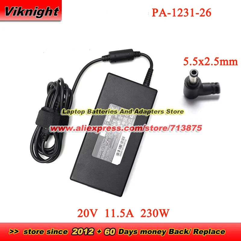 PA-1231-26 AC Adapter 2303C123 20V 11.5A 230W 5.5X2.5mm for System76 ORYX PRO ORYP11 ORYP12 SERVAL WS SERW14 ADDER WS ADDW5