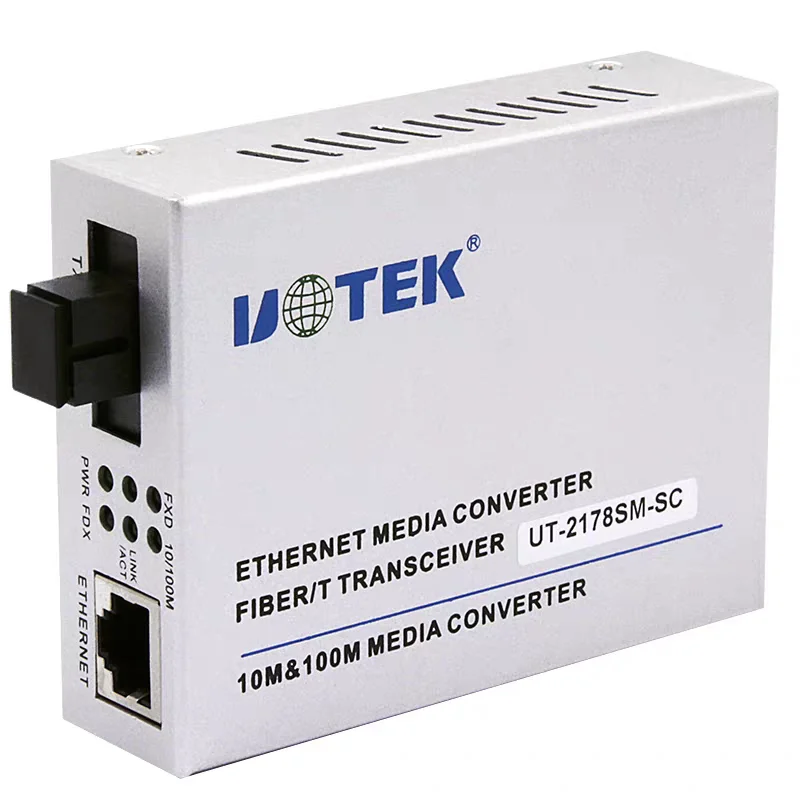 Yutai UTEK UT-2179SM 10/100M Single-Mode Single-Fiber SC Media Converter 20KM Opto-Isolated