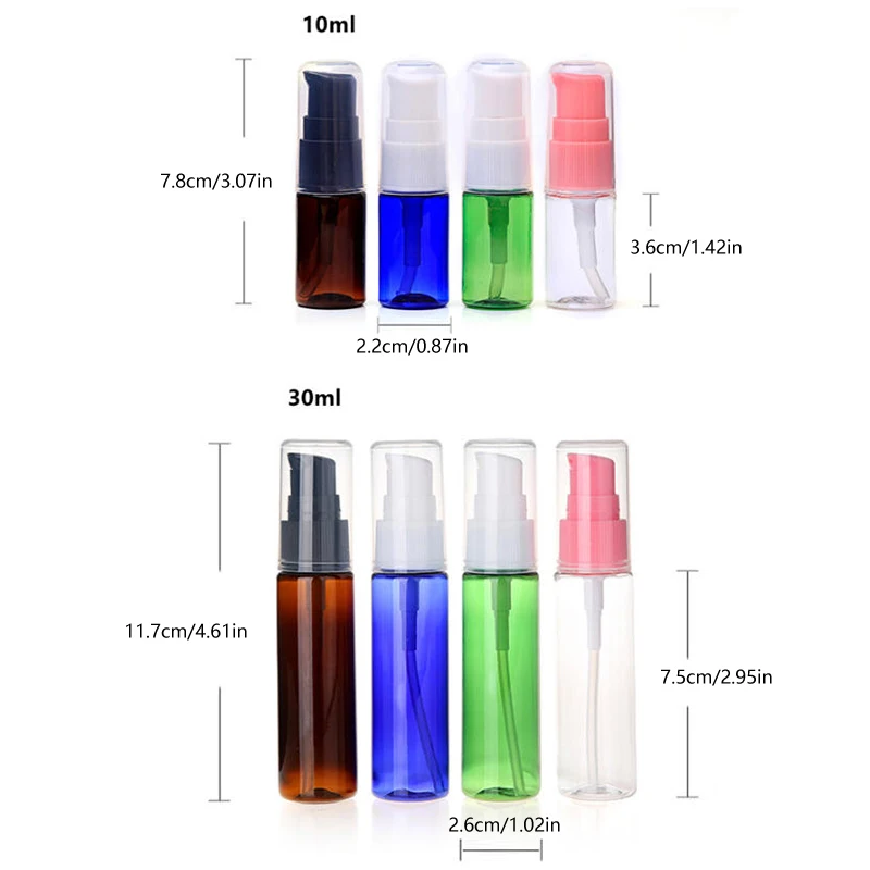 10ml 30ml Lotion Bottle Essence Cream Travel Colorful Plastic Refillable Bottles Pumb Empty Cosmetic Container Make Up Tool