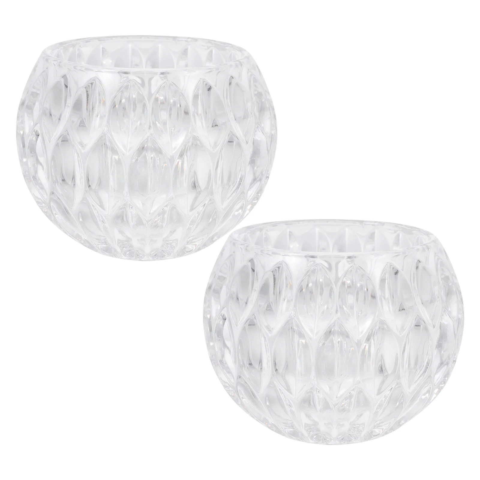 

2Pcs Clear Glass Holder Delicate Transparent Design Desktop Candlestick Adornment Dining Table Decoration