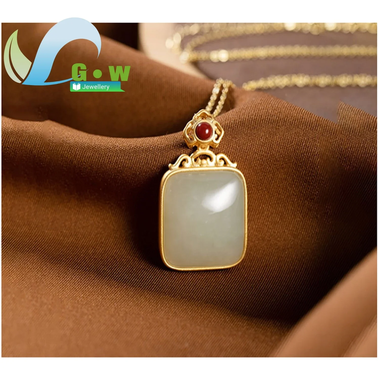 Natural Hetian White Jade Pendant Necklace Ice Type High Translucent Mutton Fat Jade Square Peace Plaque Golden Silk Vein Women