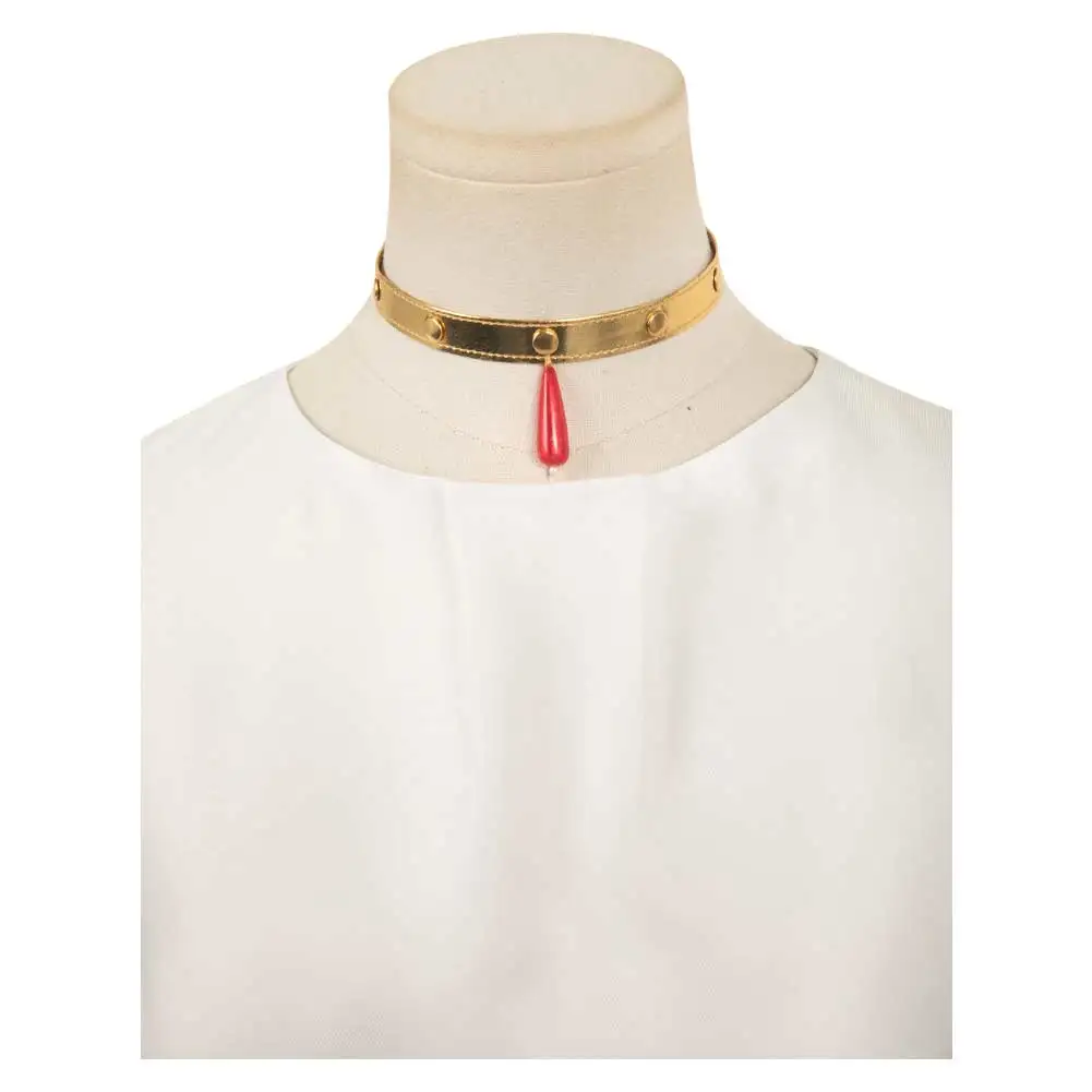 Vestido blanco de fantasía para mujer adulta, traje de Cosplay de Anime Sousou of Friern Flamme, collar de disfraz de Halloween