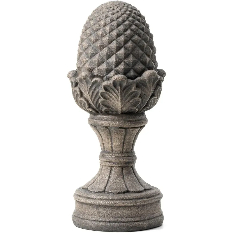 

home.Artichoke Garden Statue Outdoor Decoration, 22.5 inch Tall, Concrete Gray
