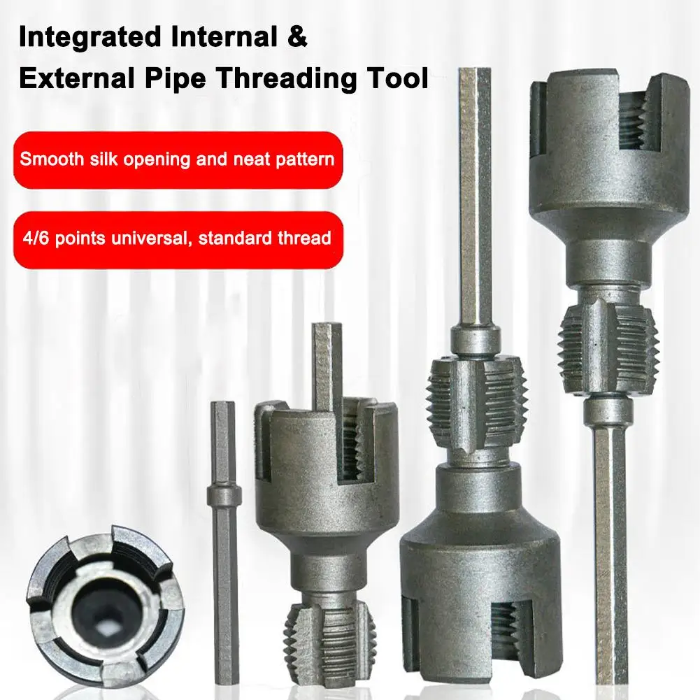 Pipe Thread Cutting Tool,Electric Drill Compatible PVC Pipe Threader Kit, 1/2'' 3/4'' Internal External Pipe Rethreading Maker
