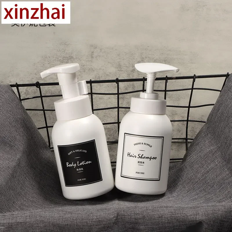 White plastic 300ml shower gel bottle, lotion press bottle 500ml shampoo and conditioner dispenser shampoo dispenser