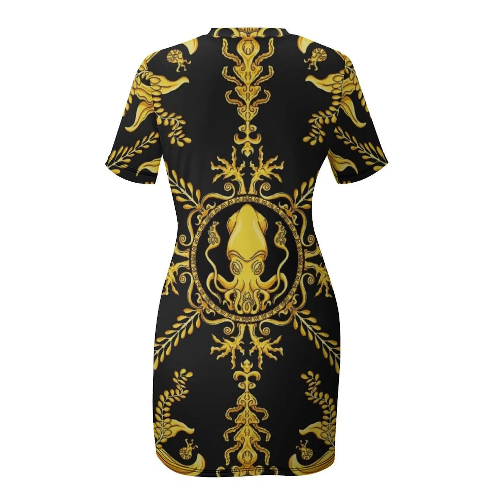 デザイナー Squid - ブラック半袖ドレス ドレス サマー プロム ガウン ドレス