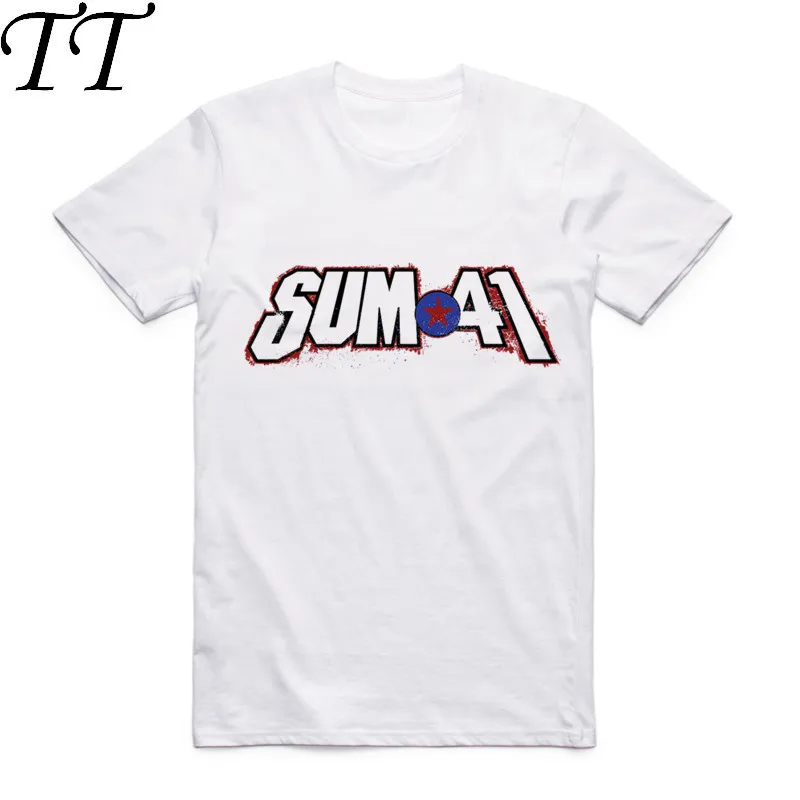 

2019 Fashion Men Print SUM 41 T Shirt O-Neck Short Sleeve Summer SUM41 Punk Band Popular Rock Cool Casual Top Tee Hip Hop Tshirt