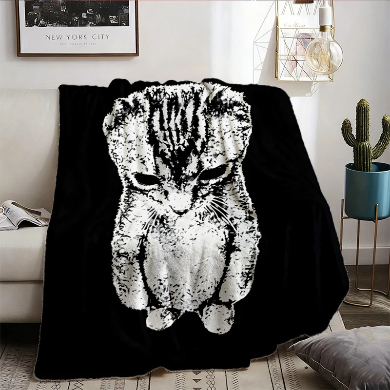Sad Kitten Meme Standing Cat Comfort Flannel Blanket: Cat Inspired Vintage Flannel Throw Flannel Blanket Comfy Blanket
