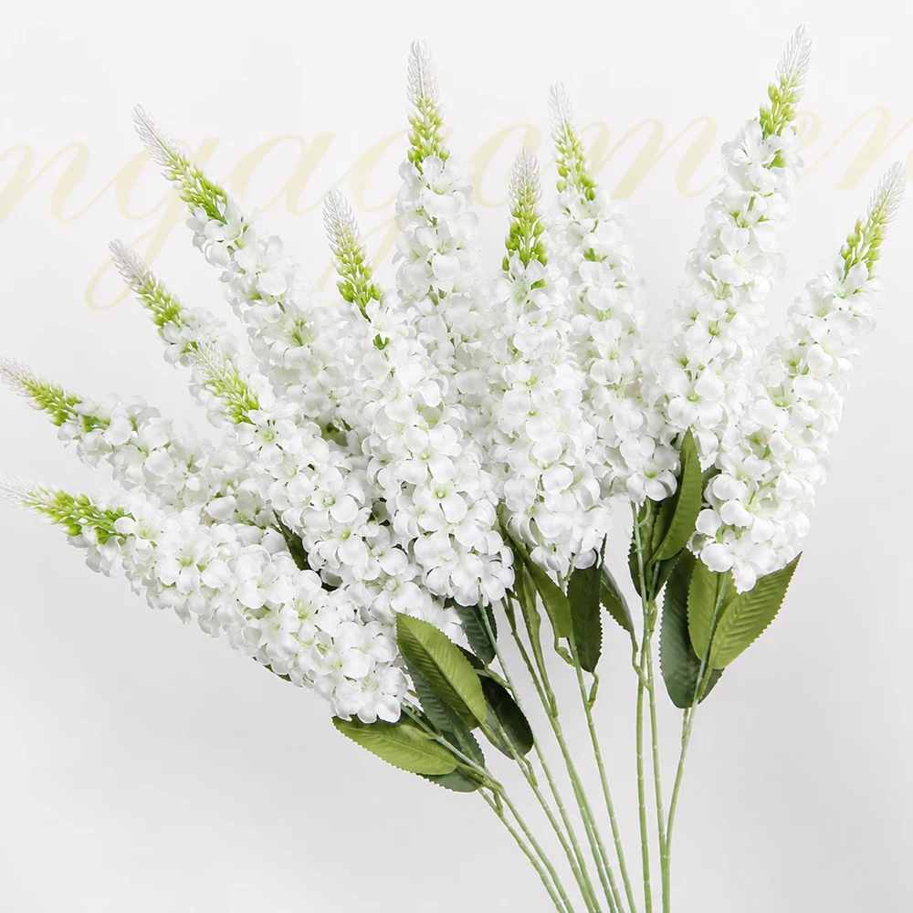 Weiße künstliche Blumen von Snapdragon, Delphinium, 72 cm, Hyazinthe, Kunstblume für Hochzeit, Heimdekoration, Blumenarrangement, Tischdekoration.