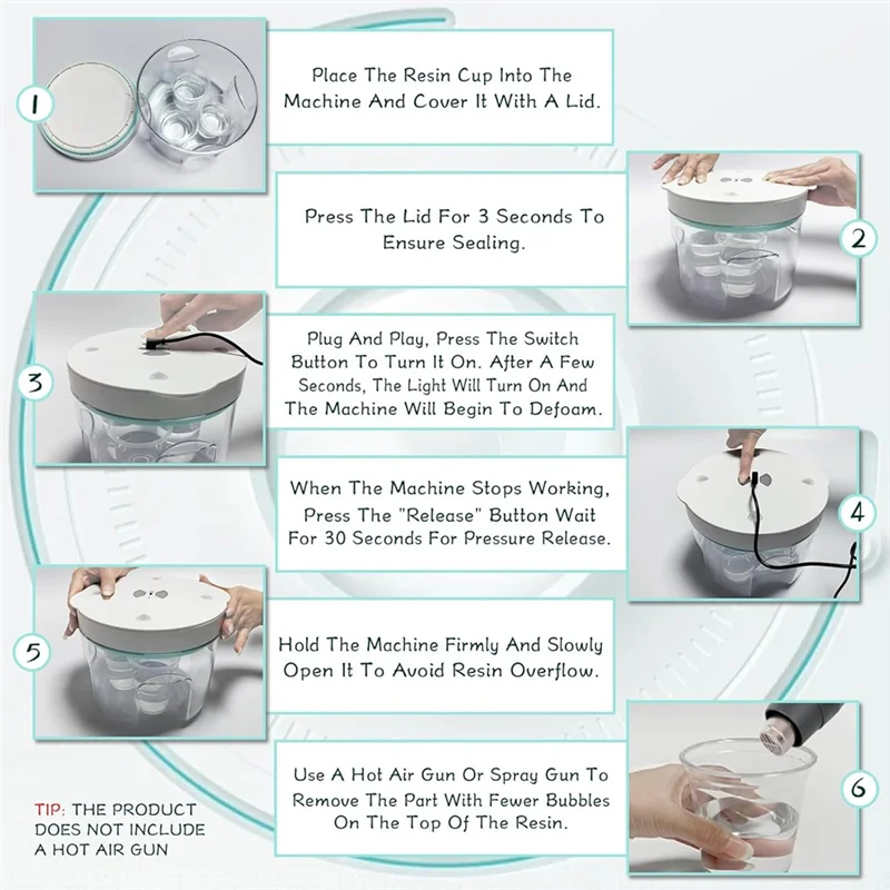 A98E-Resin Bubble Remover With Timing,95 Kpa Resin Vacuum Chamber, 2L Epoxy Resin Bubble Remover Machine For Molds US Plug