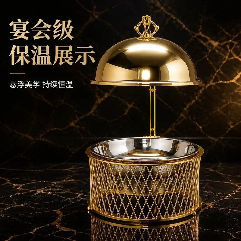 Golden Stainless Steel Alcohol Stove Round Buffet Warmer for Home Hotel Restaurant Luxury Hanging Design Portable Heating