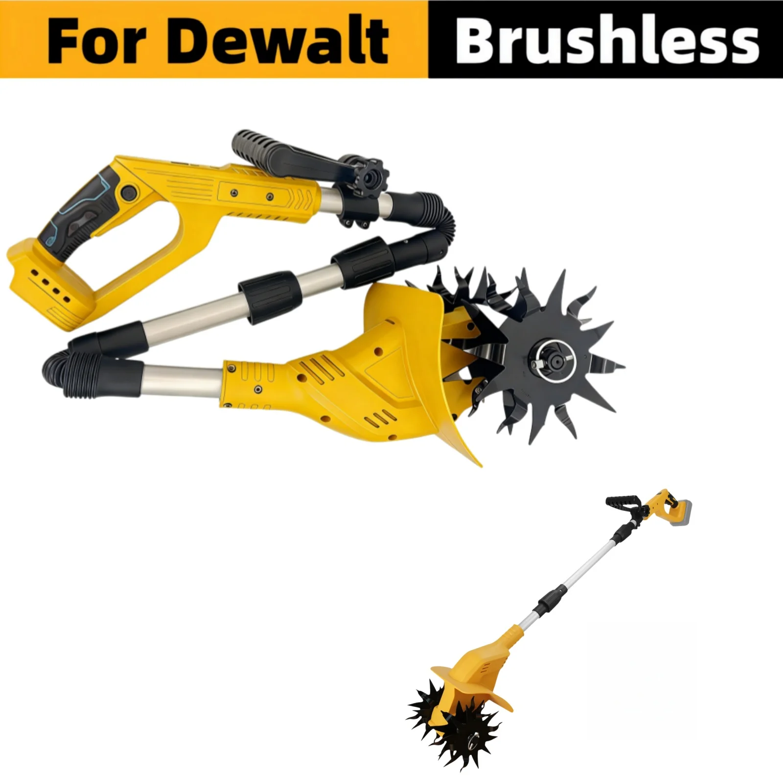 

Brushless Cordless Tiller Cultivator For Dewalt 20V Battery Pin 500W 330RPM Portable Garden Soil Loosening Yard Power Tool