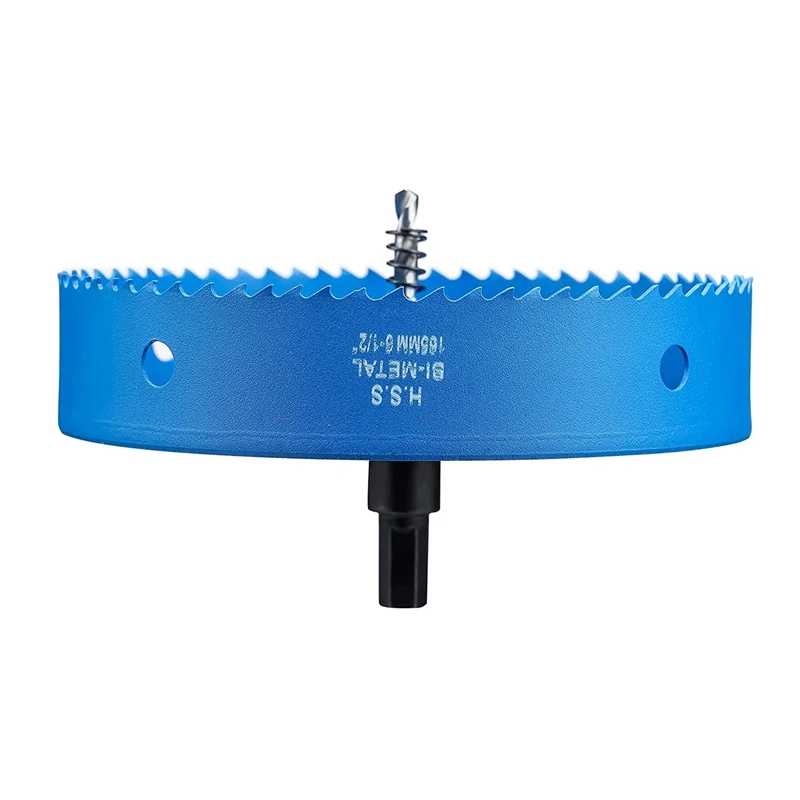 

6-1/2 Inch Hole Saw, 165Mm HSS Hole Cutter, Bi-Metal Hole Drill With Hex Shank For Cutting Soft Metals, Iron, (Blue)